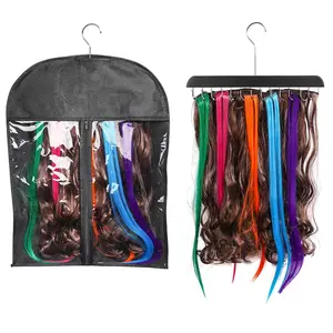 1 Pack Extra-Wide Hair Extension Holder with  Bag - Adjustable 14-Hook Weft Organizer for Washing, Drying, Styling & Storage -Free Design for Salon &  Use (17.7x23.6inch)