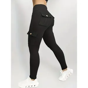 Solid Color Hip Lifting Yoga Leggings with Pockets, Running Sports Leggings, Women's Autumn/Winter Sportswear