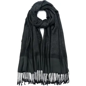 Paisley Pashmina Shawl Wrap Women Reversible Vintage Jacquard Pashmina Rave Scarf with Fringe for Evening, Wedding