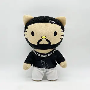 New 24cm Hello Kitty Drake Plush Doll with Black Casual Suit Plush Doll Figure Stuffed Toys Cute Boys Girls Birthday Gift
