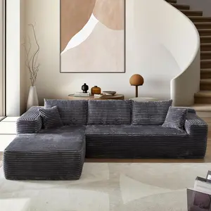 Sectional Couches for Living Room Corduroy Couch, 106" Cloud Sectional Couch with L-Shape Chaise, Modern Modular Sofa, Deep Seat Comfort, No Assembly Required, soft， store