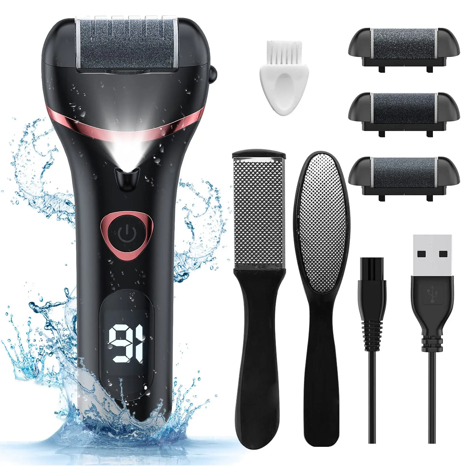 Electric Callus Remover, USB Rechargeable Pedicure Tool, Foot File Tool for Smooth Feet, Daily Foot Care for Dry Cracked Skin, Intuitive Interface, Home Spa Equipment, Lightweight