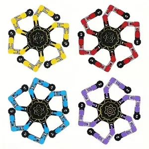 4pcs Plastic Glow-In-The-Dark Finger Gyro Toys, Finger Spinning Top, Chain Robot DIY Light-Up Transforming Toy, Creative Gift for Christmas & Birthdays