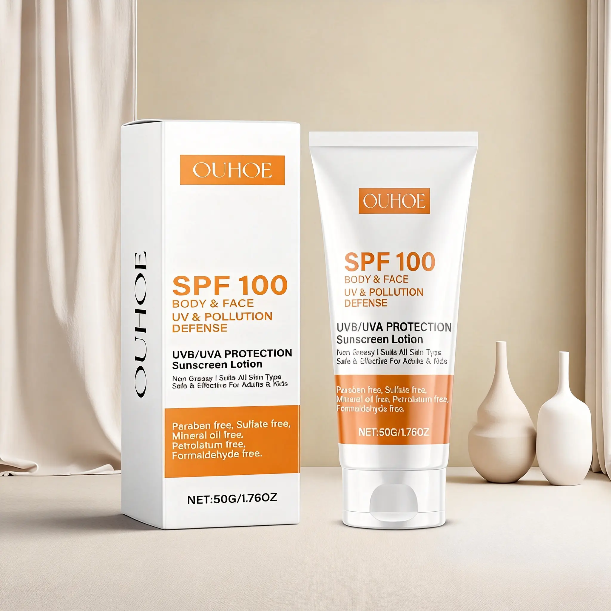 SPF 100 Facial Sunscreen Moisturizer - Lightweight, Non-Greasy Travel Size, Hydrating Daily Sunscreen for Adults, All Skin Types, Face & Body Sun Protection with Long-Lasting Hydration
