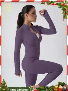Women's Sporty Two-Piece Set, Zip Jacket and Leggings, Stylish Athletic Wear, Women's Clothes Set for Gym Training Yoga, Gym Exercise Activewear