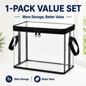 Stuffed Animal Storage Box with Handle, Clear PVC Plush Toy Organizer Bin for Kids Room & Playroom, Dustproof Foldable Doll Storage Container, Large Capacity Home Storage Basket for Bedroom, Nursery & Gift Use summerwins