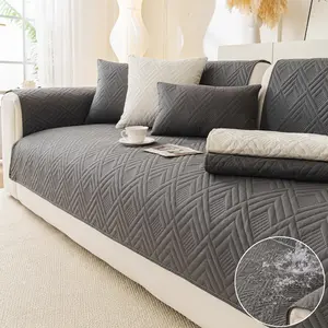 Ultrasonic Waterproof Sofa Cover, 1 Count Solid Color Pet Friendly Couch Cover, Soft Lightweight Breathable Sofa Cushion Cover for Sectional Sofa, Spill Resistant Quilted Furniture Cover for Dogs Cats Kids, All Season Living Room Couch Pad Home Decor