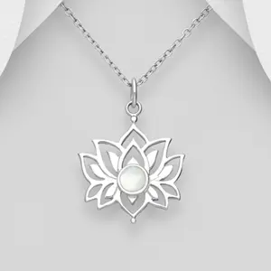 Sterling Silver Lotus Pendant Necklace