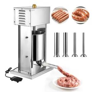 VEVOR Electric Sausage Stuffer, 22 LBS / 10 L Vertical Meat Stuffer, Stepless Speed Control and Foot Pedal, Stainless Steel Heavy Duty Sausage Filler with 4 Stuffing Tubes, for Commercial & Home Use