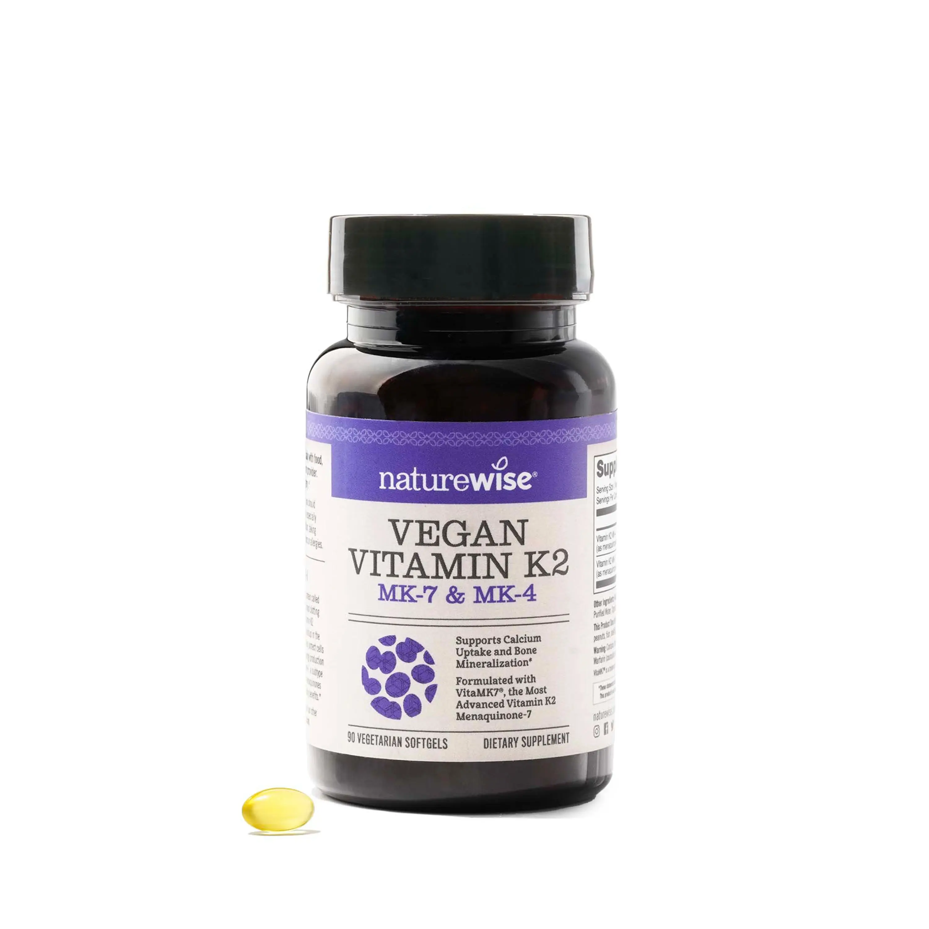NatureWise Vitamin K2 Supplement with MK-7 100mcg and MK-4 500mcg - Enhanced Bioavailable Formula - K Complex for Bone and Heart Health - Vegan, Gluten Free, Non-GMO Mini Softgels - USA Manufactured
