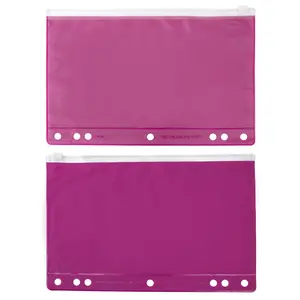 48 Clear and Pink Pencil Pouch - Bulk Case of 48 Pencil Pouches