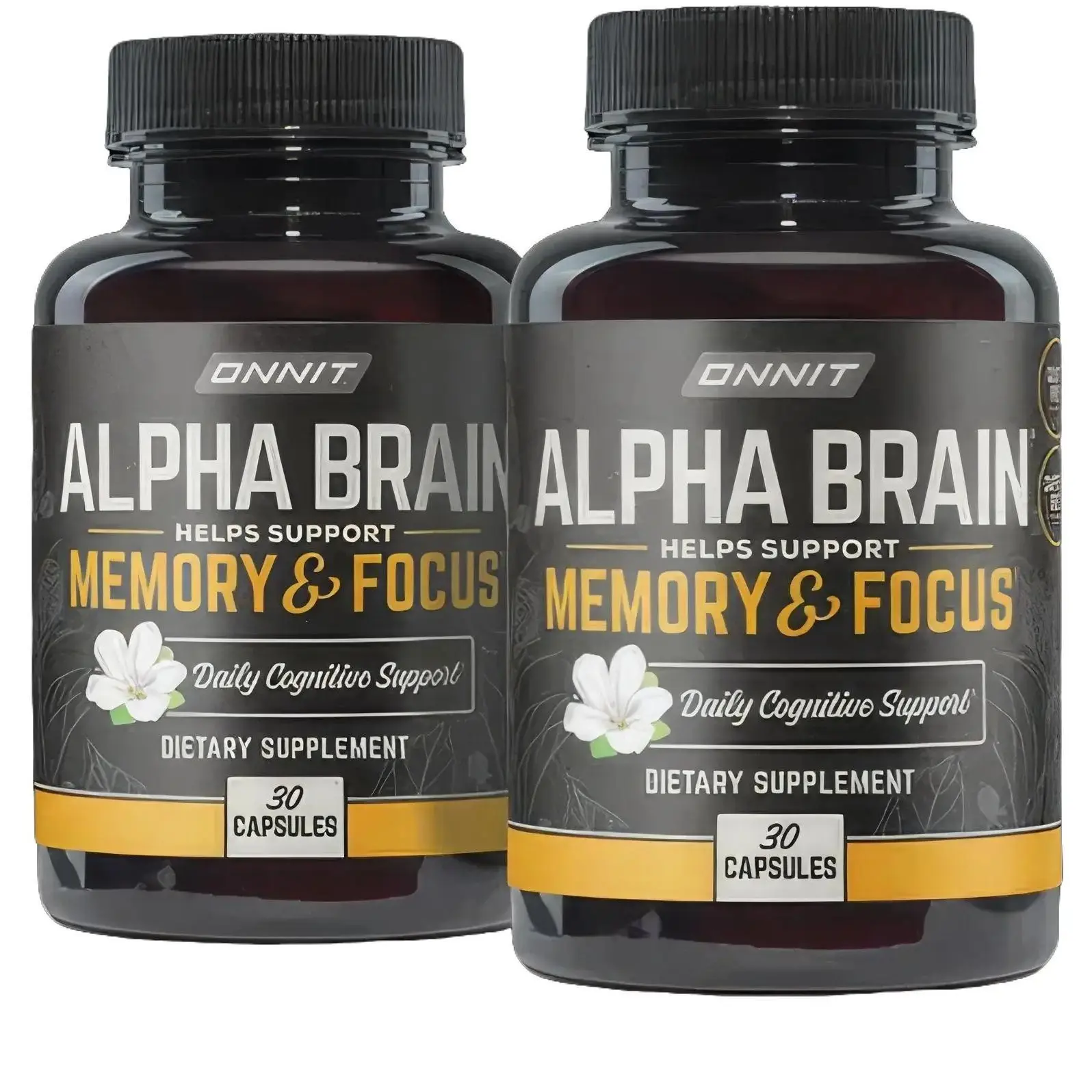 ONNIT Alpha Brain - 2 x 30ct Bundle - Premium Nootropic Brain Supplement Focus Capsules for Concentration & Memory Support - SAME DAY SHIPPING!