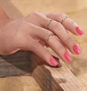 Watermelon Session Nail Strips, Pink Solid Finish, 16 Double Ended Strips for Perfect Fit, Real Nail Polish, No Dry Time or Smudges