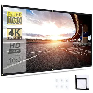 Portable Foldable Projector Screen, Hd Projector Screen, 16:9 Projection Screen, Outdoor Indoor Public Display, Home Entertainment Supplies, Foldable Anti-Crease Portable Movie Screen for Home Theater Support Double Sided Projection