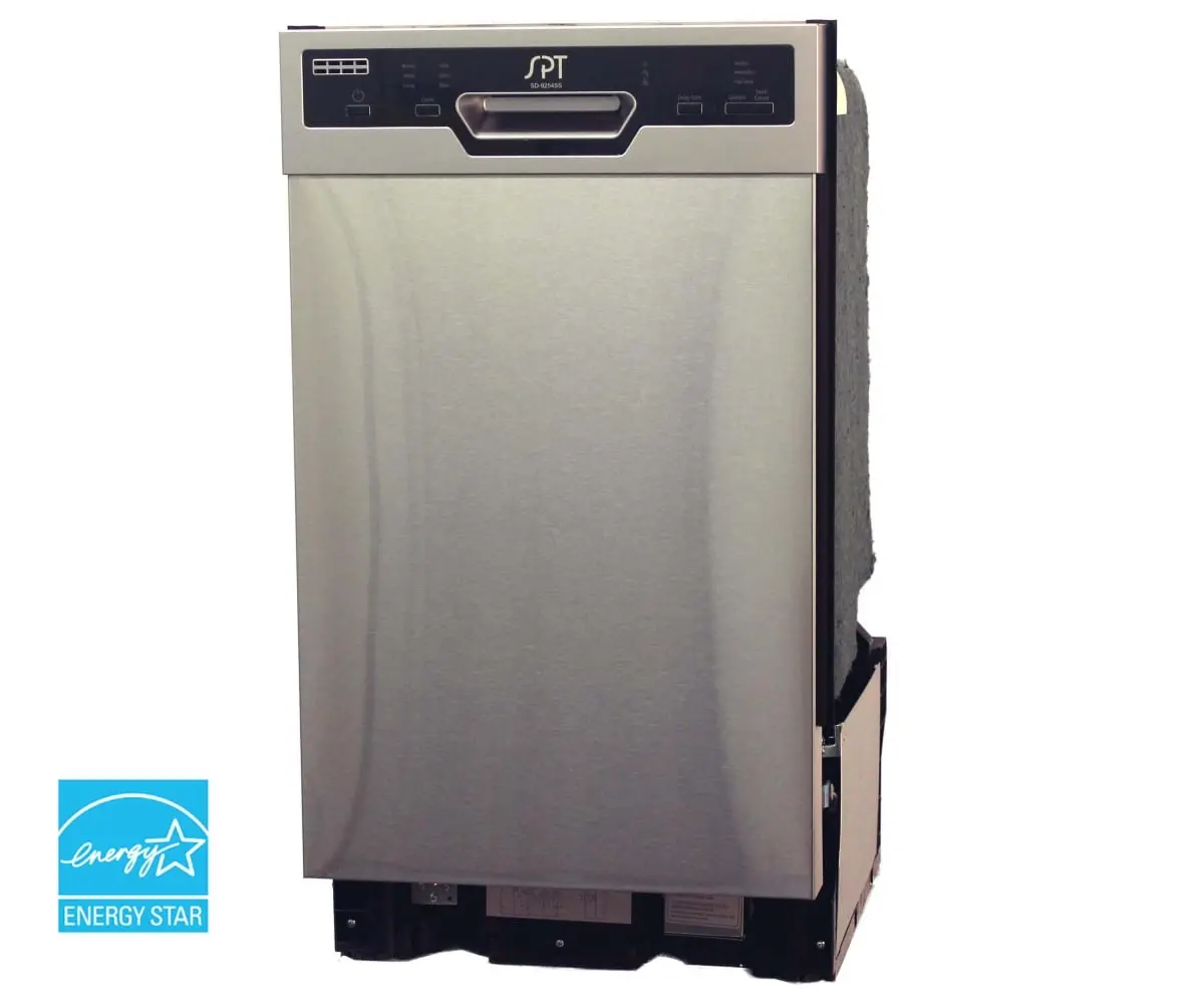 Sunpentown 18 in. Energy Star Built-in Dishwasher - Stainless Steel, Built-in Type, Timer Delay, Compact Slimline Dishwasher with Heated Drying