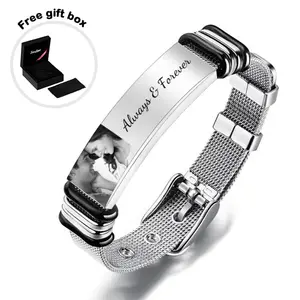 Custom Bracelets DIY Photo And Engraved Stainless Steel Bracelet Business Best Gifts for Men for Couple