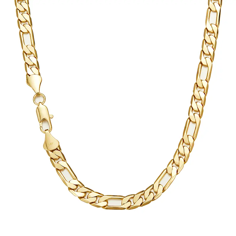 14K Gold-Plated Figaro Chain Necklace for Women Men-2mm/10mm Wide,24" ltalian-Style Cuban Link, Tarnish-Free Nanotech Coating, Hip Hop Streetwear, MinimalistLayering Jewelry, Gift for Him Women accessories
