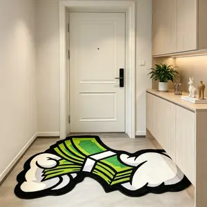Cartoon Money Print Carpet, Velvet Rug, Cartoon Pattern Rug for Living Room Bedroom, Soft Easy Clean Plush Mat, Decorative Fluffy Rug, Decorative Area Rug, Home Decor for Sofa Table Doorway, Home Decorative Rugs