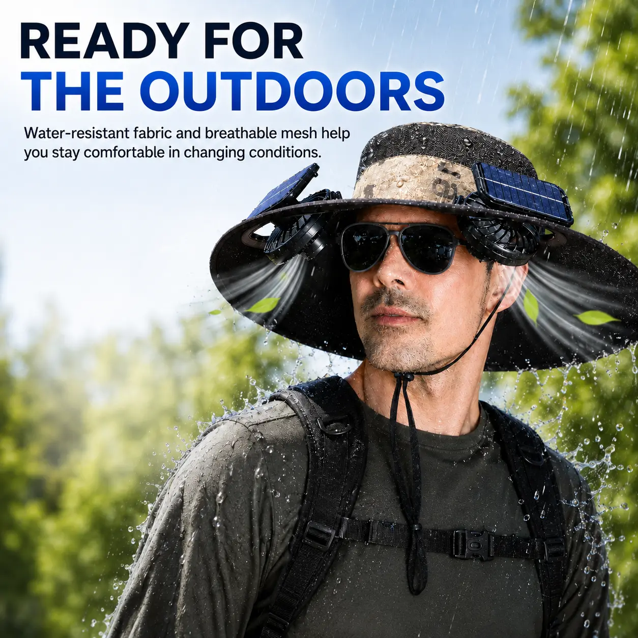 OLITE Upgraded Solar-Powered Cooling Fan Hat with Misting - Instant Physical Cooling Sun Protection Cap, Water-Resistant & Unisex - For Fishing, Hiking, Camping & Outdoor Work