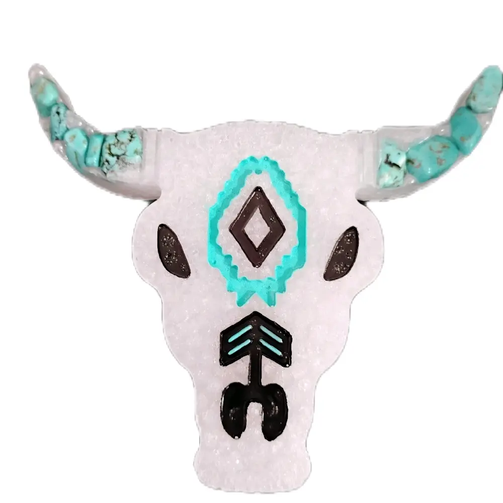 turquoise horned bull skull Freshie