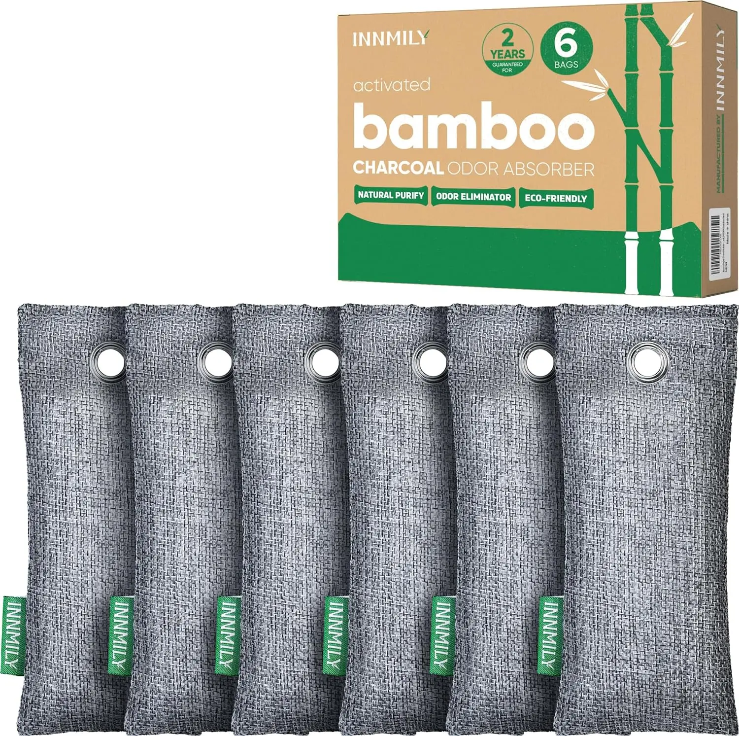 Activated Charcoal Odor Absorber,6 Pack Nature Odor Eliminator for Shoes, Bamboo Charcoal Air Purifying Bags,Shoe Deodorizer and Moisture Absorbers for Fresh Sneakers,Shoe Smell Remover