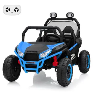 GARVEE 24V 2-Seater Ride On UTV - Remote Control Ride On Truck, Spring Suspensions, 2 Speeds, LED Lights, Bluetooth, Treaded Tires (Blue)