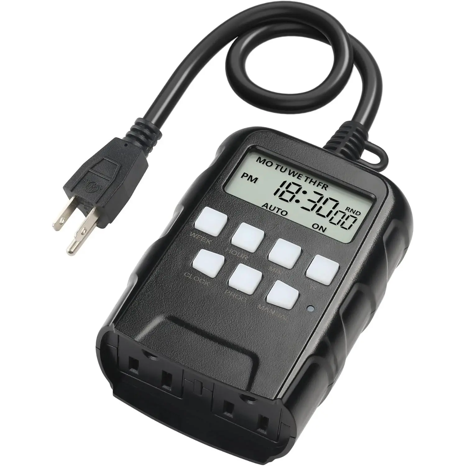 7 Day Outdoor Heavy Duty Digital Programmable Timer BND/U78, 125VAC, 60Hz, Dual Outlet, Weatherproof, Heavy Duty, Accurate For Lamps Ponds Christmas Lights 1875W 1/2HP ETL Listed