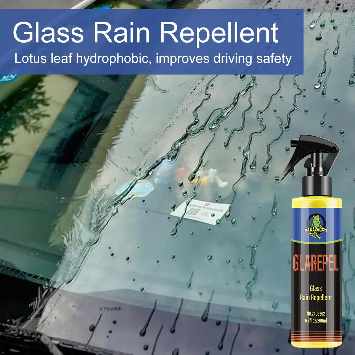 Universal Glass Anti-Rain Spray for Cars, 100ML Hydrophobic Coating, Enhances Visibility & Protects Windshield/rearview Mirrors, Car Detailing Products