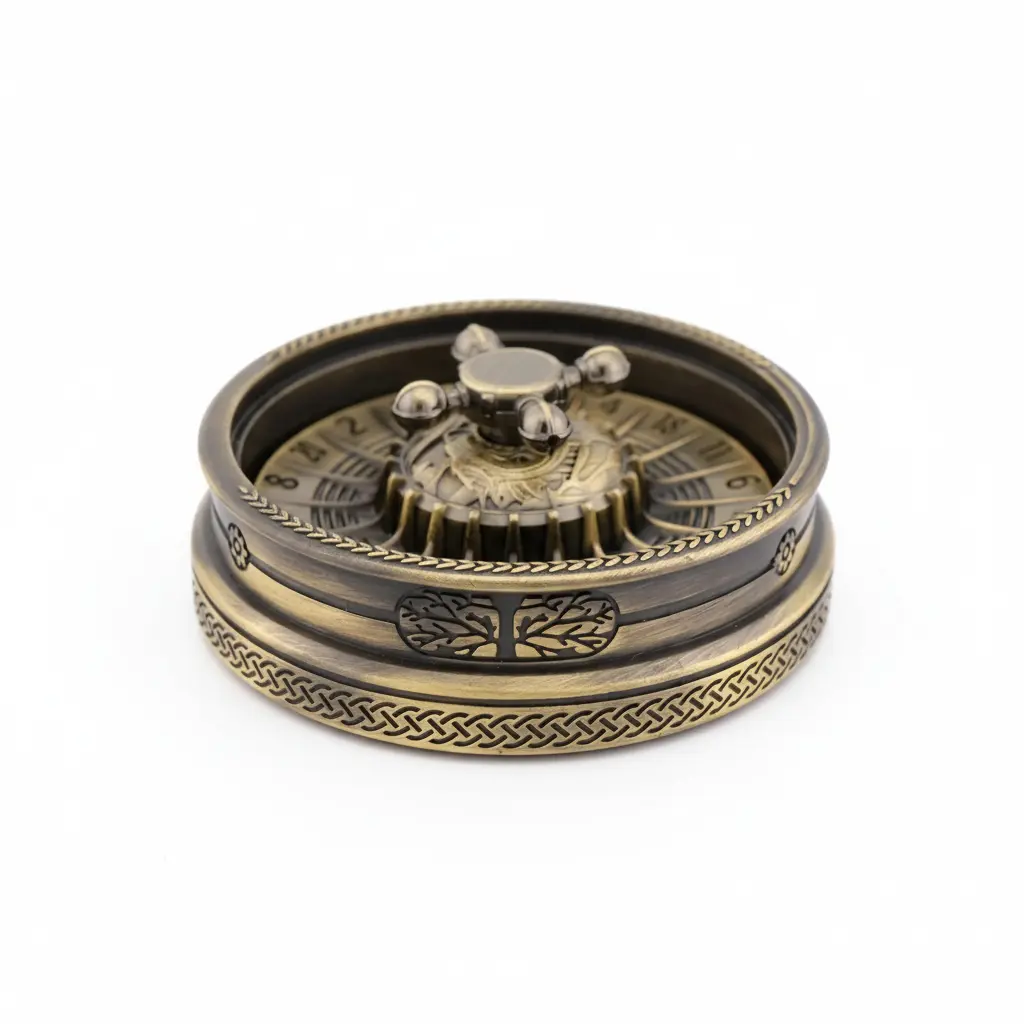 Premium Metal D20 Roulette Spinner Viking Fate D20 Dice Fidget for D&D, Celtic Steampunk Fate Wheel