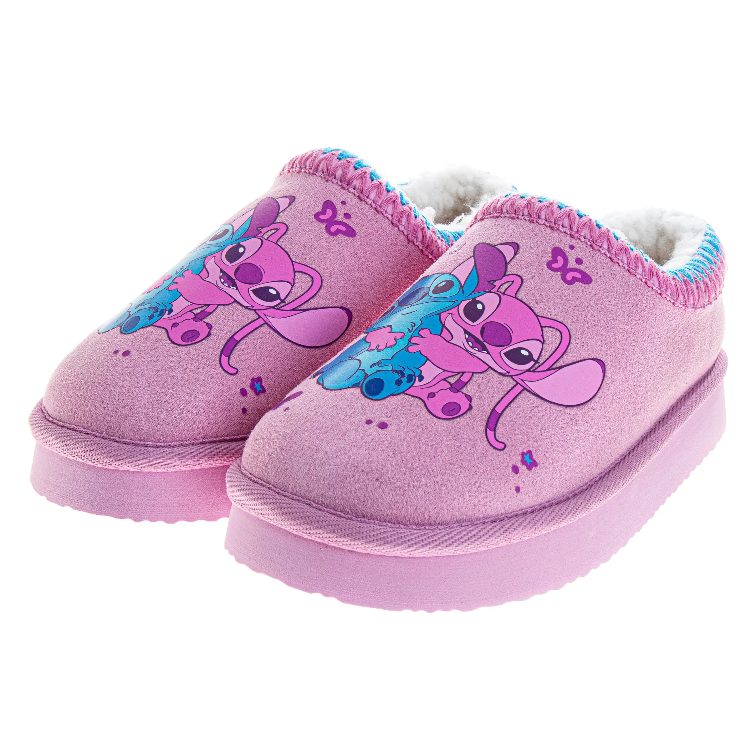 Stitch & Angel Plush Lined Slippers Girls Cozy Soft Warm NonSlip Sole Indoor Comfort (Little Kid / Big Kid)