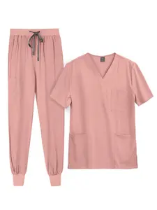 Solid Color Health Check Pharmacist Hospital Work Clothes Pet Beauty Institution Scrub Clothes Set Doctor Clothes Men