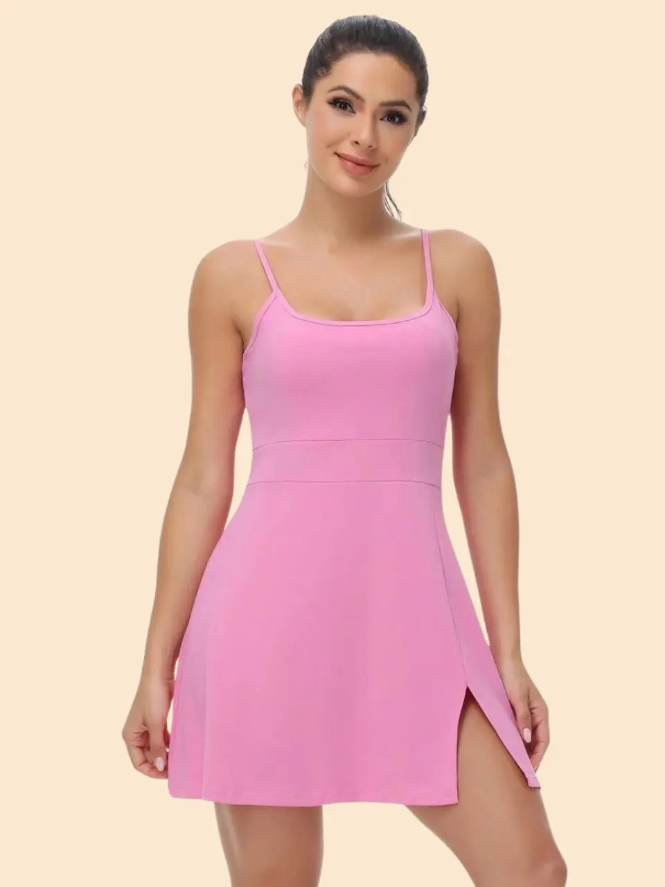 2-Piece Women's Tennis Golf Dress – Athletic Workout Dress with Built-In Shorts & Side Pockets for Running, Training & Sports