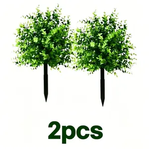 2pcs Outdoor European Willow Tree Balls with Stakes, Durable Plastic, Indoor/outdoor Use, Spring Home Decor, Porch, Garden Party, Wedding Decoration