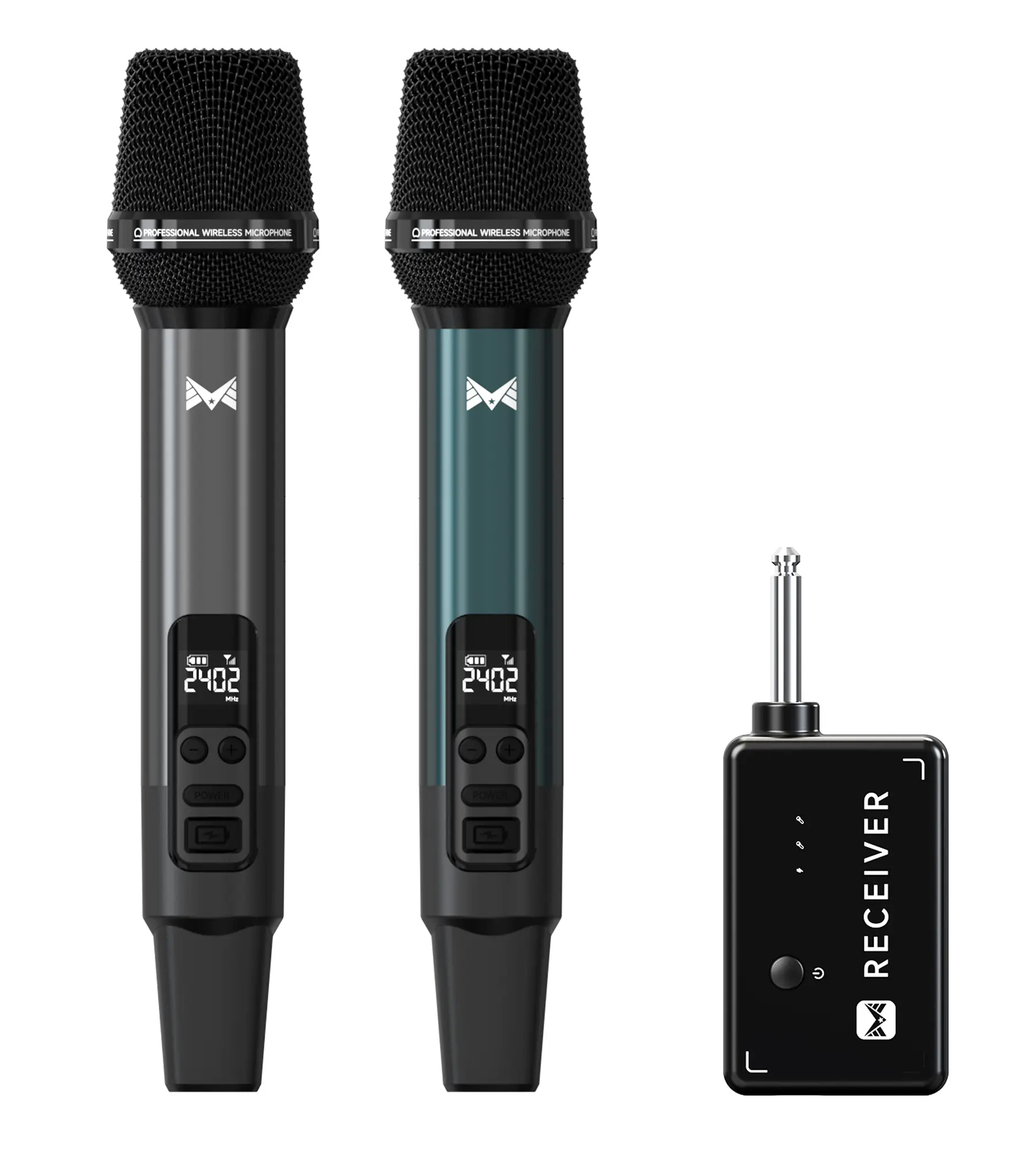 Wireless Microphones, Metal Dynamic Wireless Microphones with One-to-One Chip Connection and Rechargeable Receiver, 40H Duration, 200FT Range Receiving, Performance Vocal, Karaoke Microphone for Singing summerwins