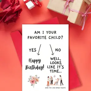 Funny Mother's Day Card, Envelope Says Am I Your Favorite Child?, Humorous Birthday Greeting for Mom, Daughter Son, Nursing Home, Positive Message Card, Greeting Cards