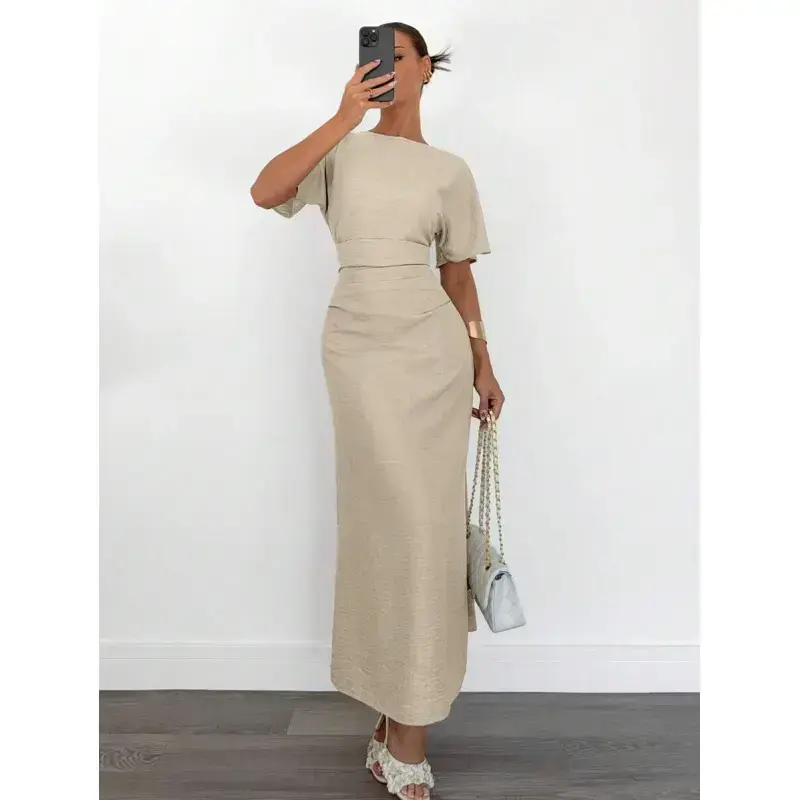 chinese dress ladies Solid Color Sleeveless Loose Linen Dress with Side Pockets Women Long  Sleeve Lace Dress (a-Blue, S) at Amazon Women's Clothing store main image 0