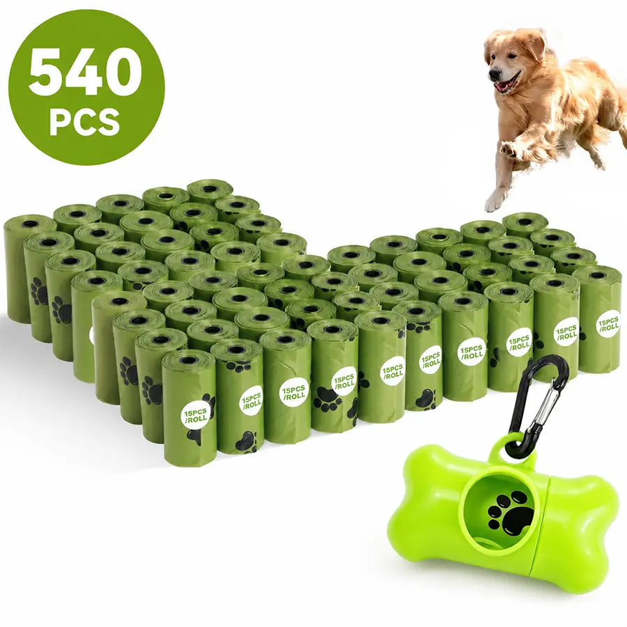 Pet Waste Bags - 540 Count (36 Rolls) - Leak-Proof, Odor Blocking, Scented, Opaque Plastic - For Dog & Cat Cleanup, Litter Box Maintenance
