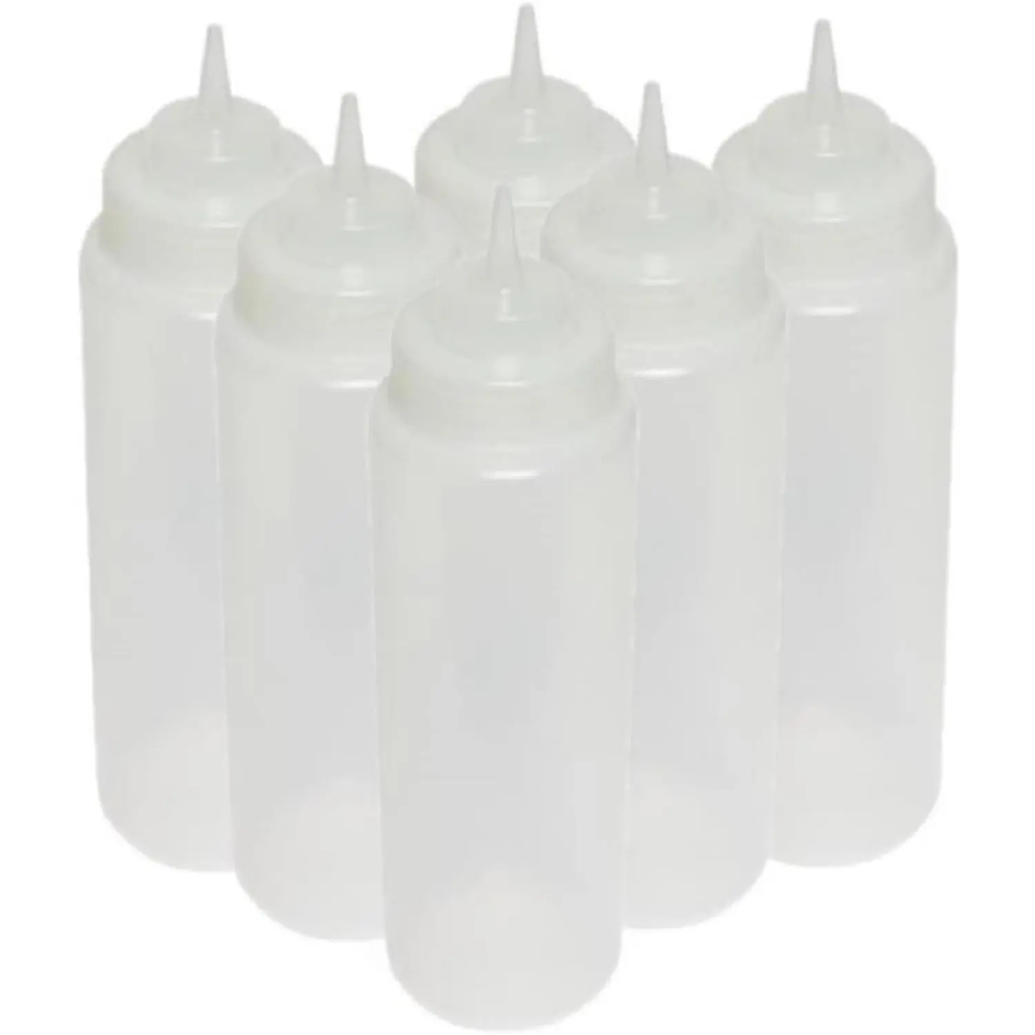 6 Packs 24 oz Clear Squeeze Condiment Wide Mouth Dispensing Bottles, Plastic Squeeze Bottle For Sauces Spreads Ketchup Mustard Mayo Hot sauces and Olive Oil