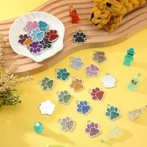 60Pcs Mini Personalized Paw Print Pet Tag for Dogs and Cats, Blank Pet ID Tags Custom Glitter Paw for Cute Metal Cat Name Small DIY Engraved Puppy Name - Home Improvement.