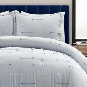 Lush Decor Boho Stripe Clip Jacquard 3 Piece Comforter Set with Soft Textured Fabric and Durable Stitching for Year-Round Comfort