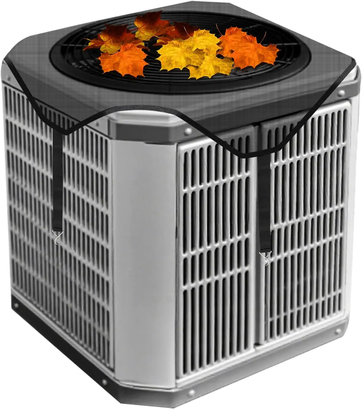 Central Air Conditioner Dust Cover Outdoor AC Unit Cover Leaf Guard Heavy-Duty Mesh Air Vent Protector Suitable for Outdoor Square Units, All-Season Use Black (28 x 28 inches)