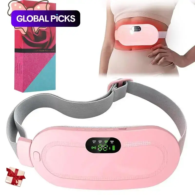Betypeca Cordless Electric Menstrual Heating Pad Belt - Heating Pad for Cramps, Warming Abdominal Vibration Massager #GLOBAL PICKS