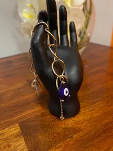 Blue Greek Eye Link Bracelet