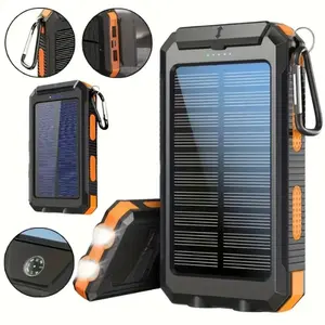 10000 MAh Solar Mobile Power Bank/Flashlight/ USB/ Type-C/ Micro Interface/ Compass For Mobile Electronic Devices, Long Lasting, Travel Camping, LED Flashlight, Hiking Buckle.
