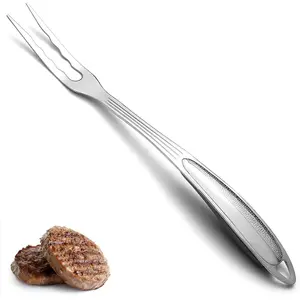 Meat Fork, Heavy Duty Stainless Steel Carving Cooking Fork, Grill Serving Fork with Heat Resistant Handle, Easy to Clean