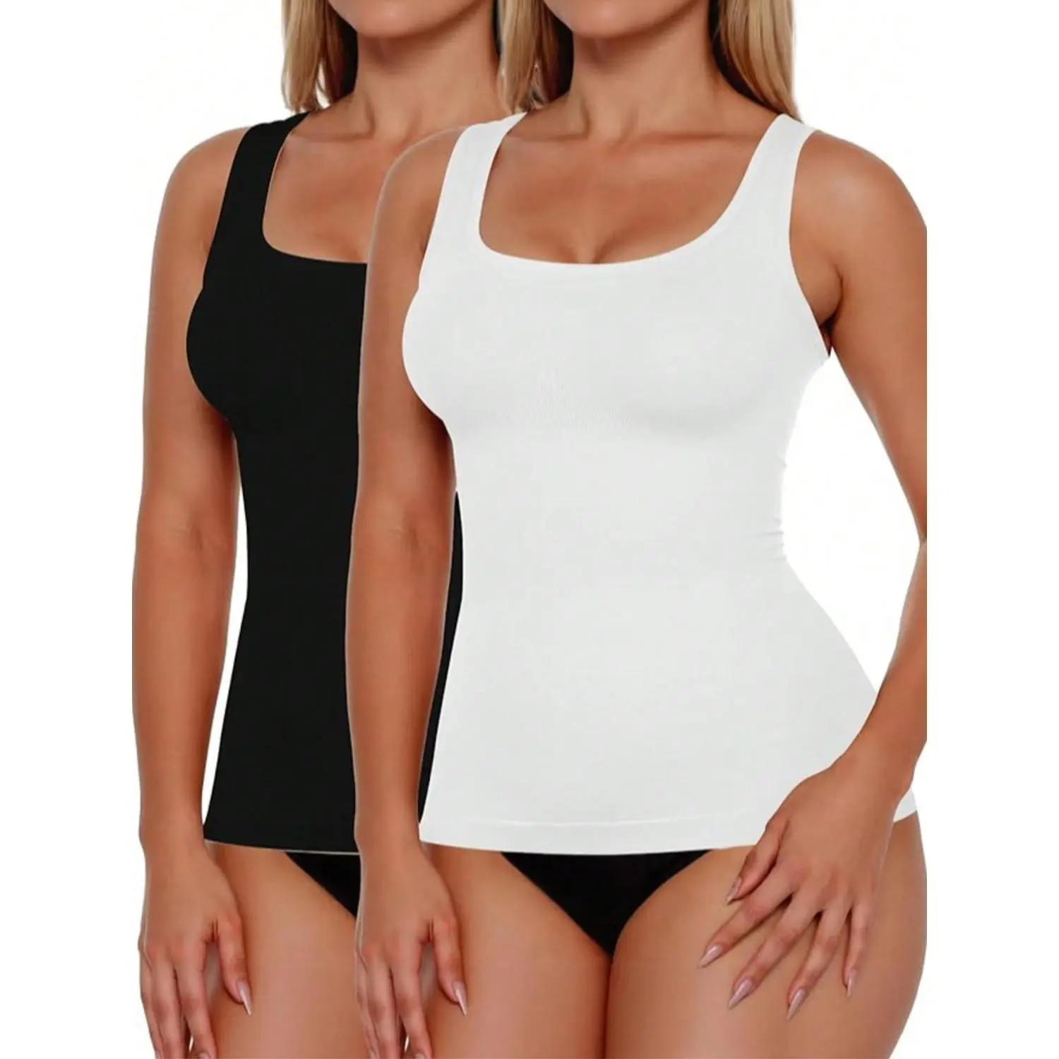 2PCS Women's Shapewear Tummy Control U Neck Camisole Tops For Women Seamless Compression Tank Top Regular Plus Size,summerwins crop.shop tiktok womens summer clothing  tank tops for women