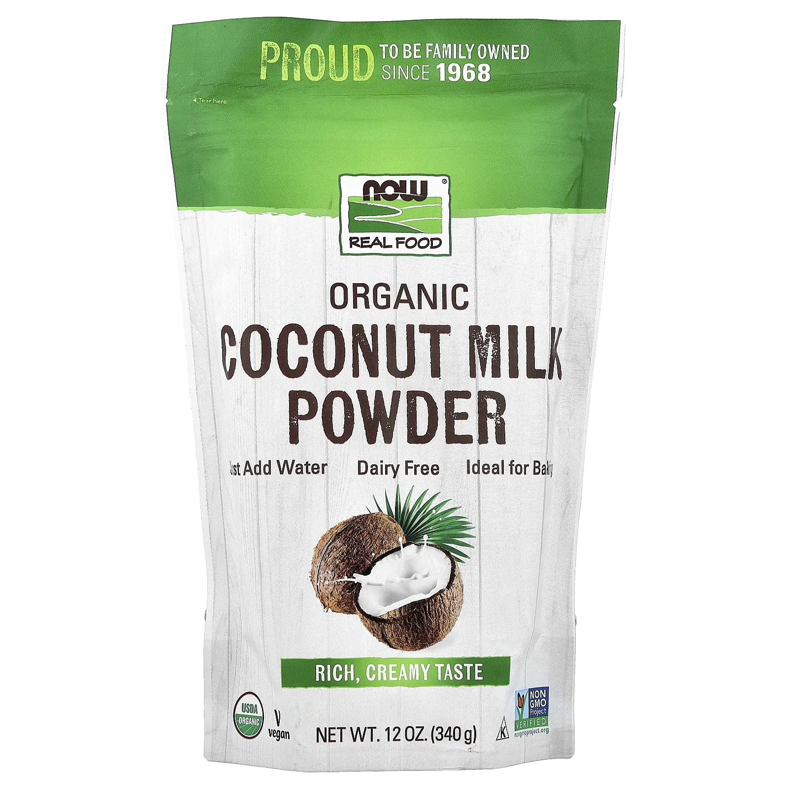 NOW Foods Real Food, Organic Coconut Milk Powder, 12 oz (340 g)