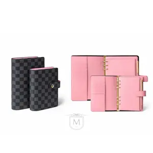 PU Leather Notebook A6 Ring Binder Budget Planner Organizer Cover Pockets Black