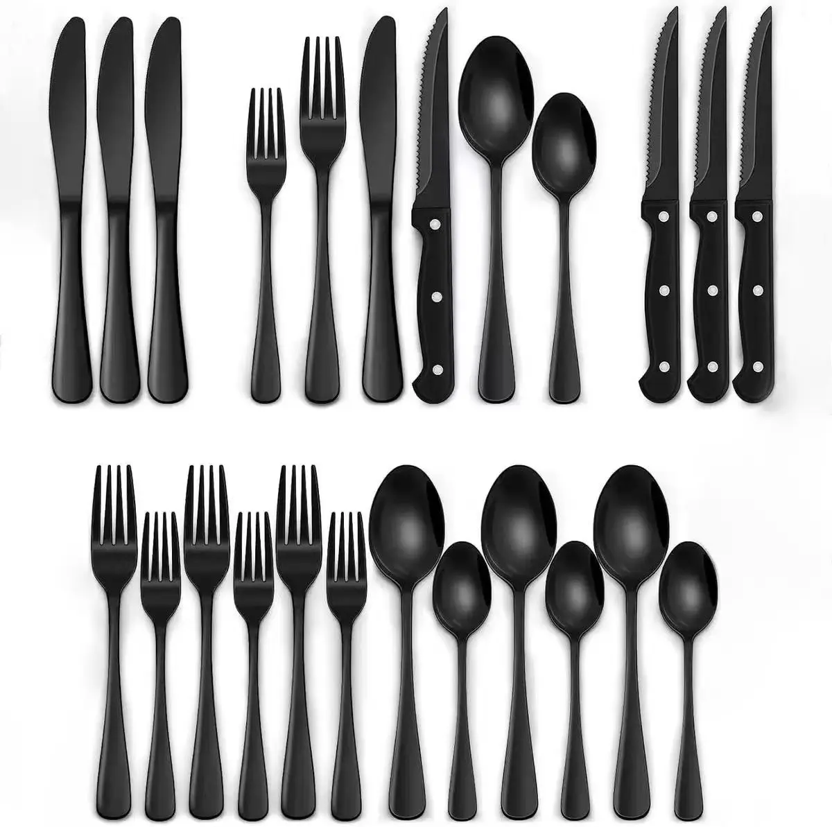 Stainless Steel Tableware Set - 24-Piece Cutlery Bundle Dinner Sets, Durable for Home & Restaurant Use, Ideal Gift for Family Meals (Suitable for 1-5 People)