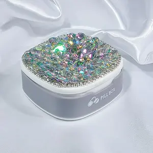 Luxury Rhinestone Pill Box Organizer, Elegant Medicine Storage Case, Portable Travel Medication Holder, Stylish Pharmacy Container